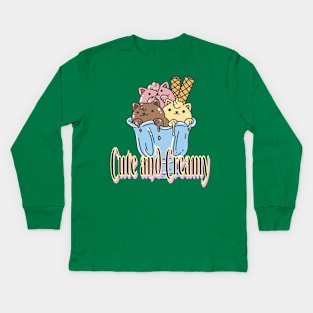 Purrfectly Cute and Creamy! Kids Long Sleeve T-Shirt